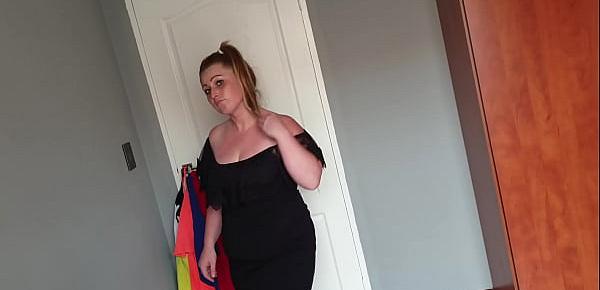  Fat girl playing dress up by trying on different dresses